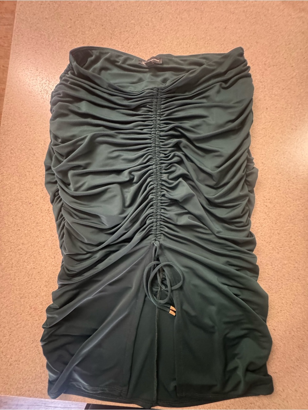 INC International Concepts Dark Green Ruched Midi Skirt